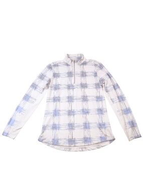 SanSoleil UPF 50 Pullover XS Blue Plaid 1/4 Zip Fitted